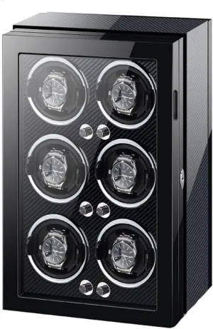 Watch Winder Display Box oneness grateful Fit Lady and Man Watches(Carbon Fiber) PAHION Automatic Watch Winder for 6 Watches with LED Light 5 Rotation Mode Setting Silent Motor Adjustable Watch Pillows 