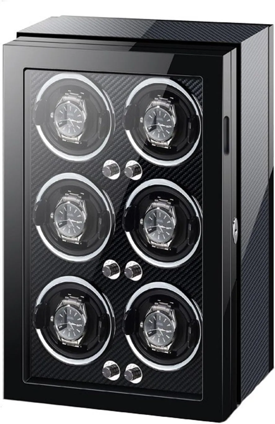 Watch Winder Display Box oneness grateful Fit Lady and Man Watches(Carbon Fiber) PAHION Automatic Watch Winder for 6 Watches with LED Light 5 Rotation Mode Setting Silent Motor Adjustable Watch Pillows 