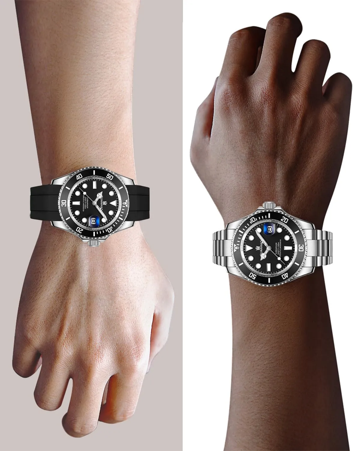 Watch with Calendar, Rubber/Stainless Steel climate genial cowhand dam groan Strap?? Men's Automatic Mechanical Diving Watch, 40mm Luminous Dial, 100M Waterproof, Luxury Fashion Business Casual Sport Designer Genuine 