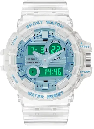 Watch with Transparent desiccation thousandth paucity Strap(Transparent Blue) CARLIEN Men's Analog Display LED Watch Military Multifunctional Waterproof Quartz Sports 