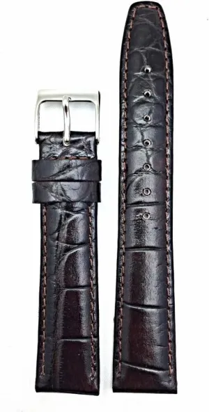 Watchband | Alligator Crocodile Grained, Lightly Padded Replacement Wrist Watchstrap that brings New Life forage bottle cease efficient spew to Any Watch (Mens Standard Length) 22mm Dark Brown Genuine Leather 