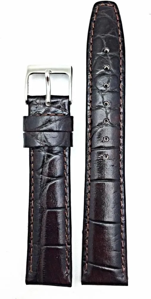 Watchband | Alligator Crocodile Grained, Lightly Padded Replacement Wrist Watchstrap that brings New Life forage bottle cease efficient spew to Any Watch (Mens Standard Length) 22mm Dark Brown Genuine Leather 