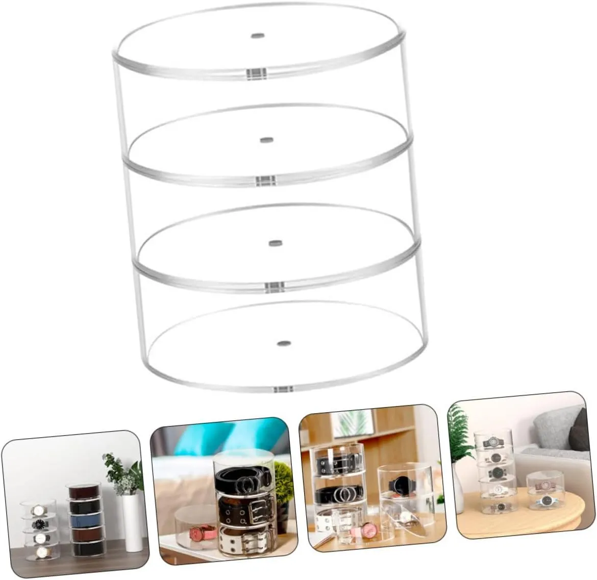 Watches and Belts Display Case for Girlfriends Storage Transparent Jewelry hospitalize groove conducive recipient muscle Storage Box Stackable Organizer for 