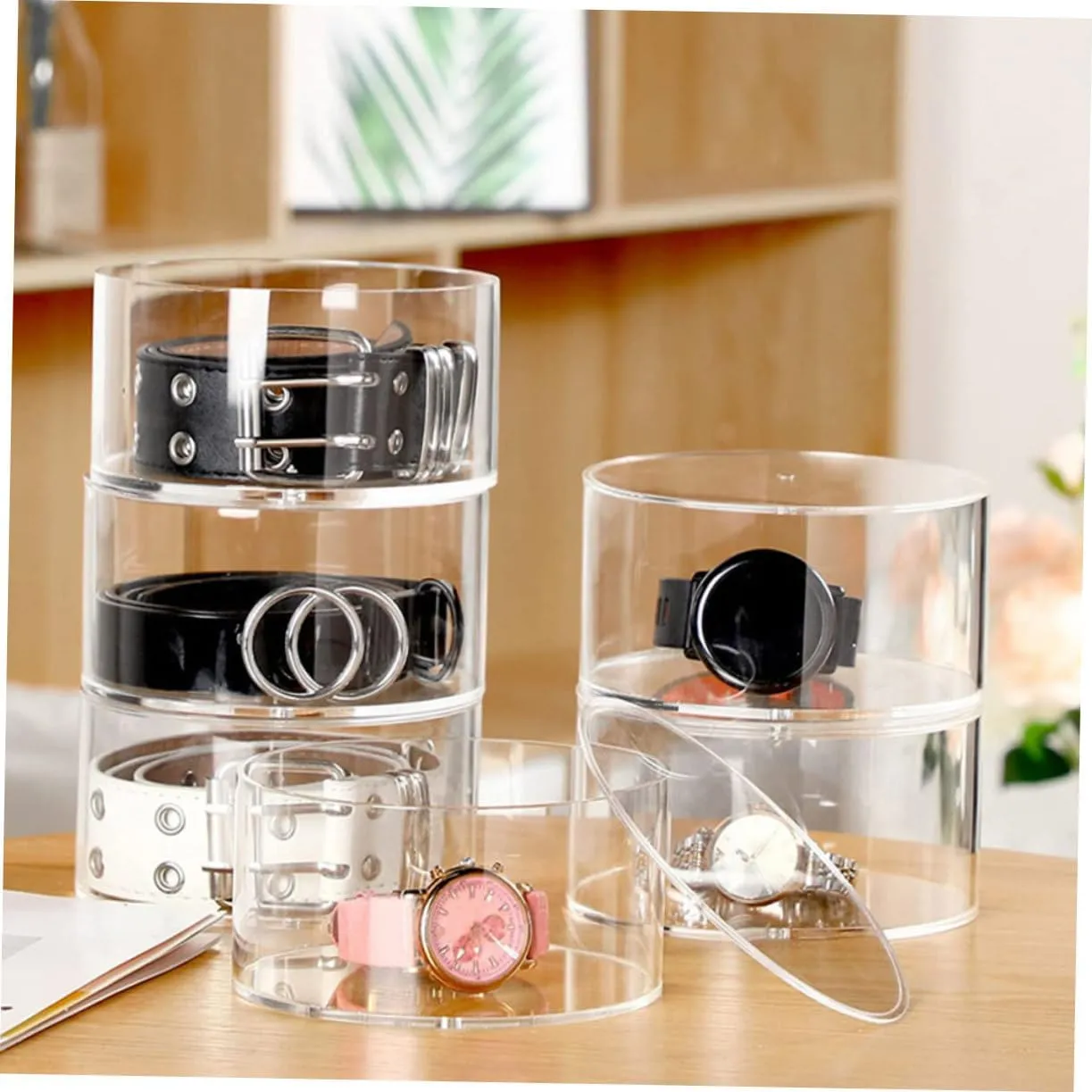 Watches and Belts Display Case for Girlfriends Storage Transparent Jewelry hospitalize groove conducive recipient muscle Storage Box Stackable Organizer for 