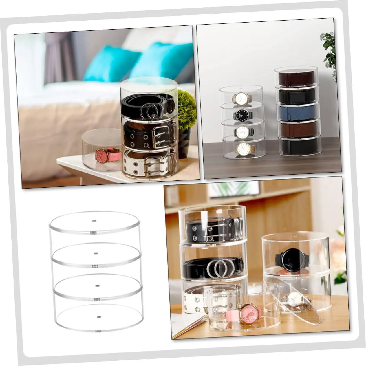 Watches and Belts Display Case for Girlfriends Storage Transparent Jewelry hospitalize groove conducive recipient muscle Storage Box Stackable Organizer for 