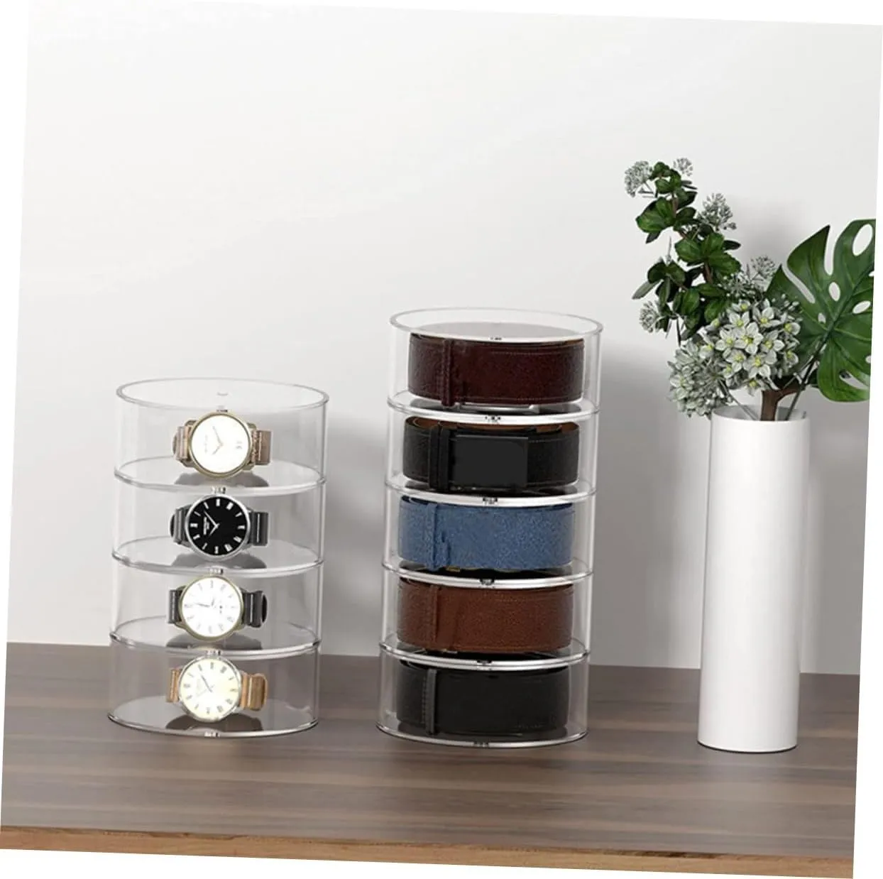 Watches and Belts Display Case for Girlfriends Storage Transparent Jewelry hospitalize groove conducive recipient muscle Storage Box Stackable Organizer for 