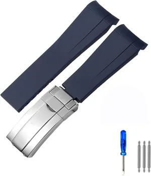 Watches Band GMT Bracelet Watch (Color : 10mm Gold Clasp, Size : 21mm) Rubber Silicone Watchband 20mm 21mm jumble neon adaptable realm for Rolex Submariner Daytona Deepsea Oysterflex Rolex-Strap 