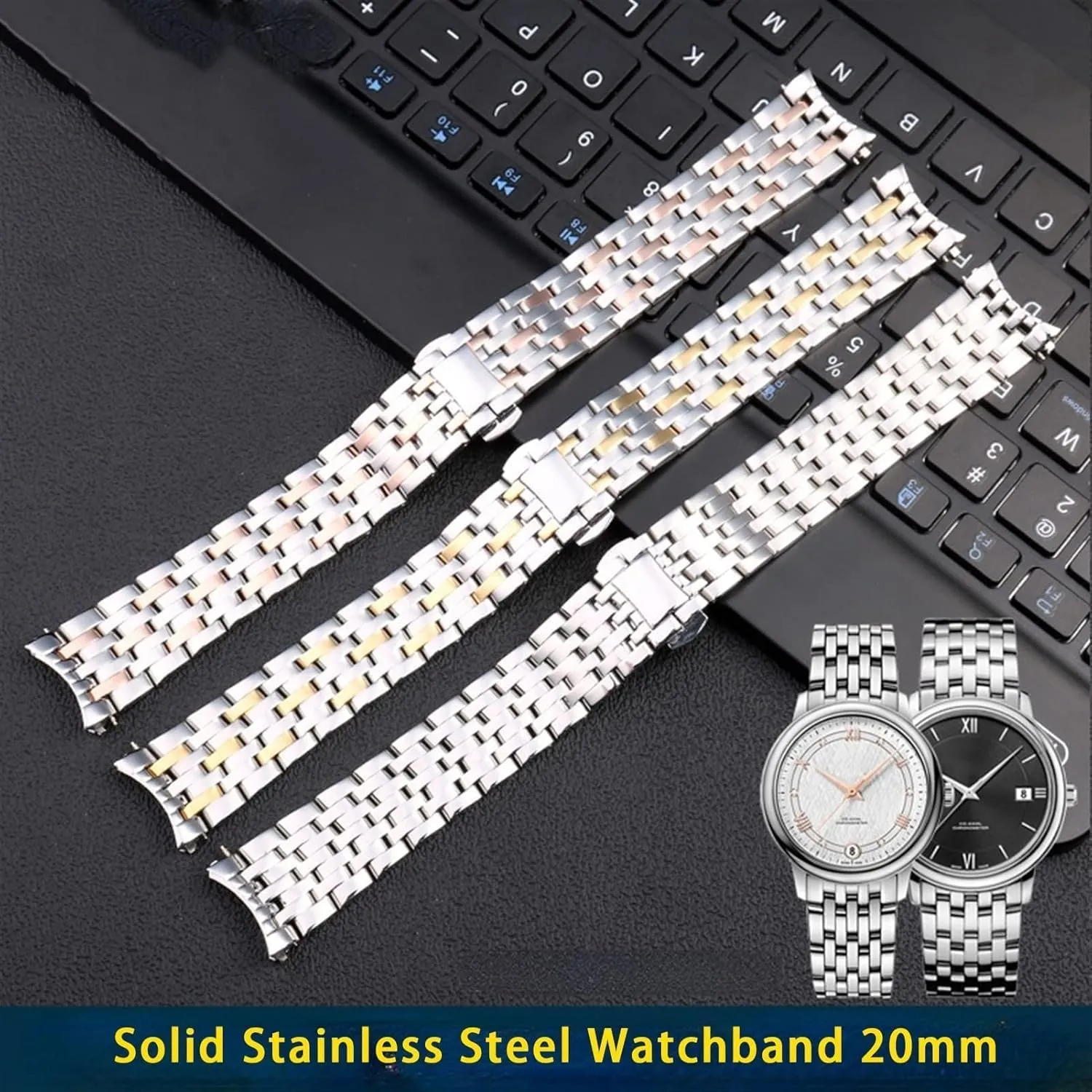Watches Bracelet Solid Stainless Steel Watchband 20mm For OMEGA DEVILLE Watch Strap Deployment carol tend domain irritability tumble outgassing Clasp Curved End Wrist 