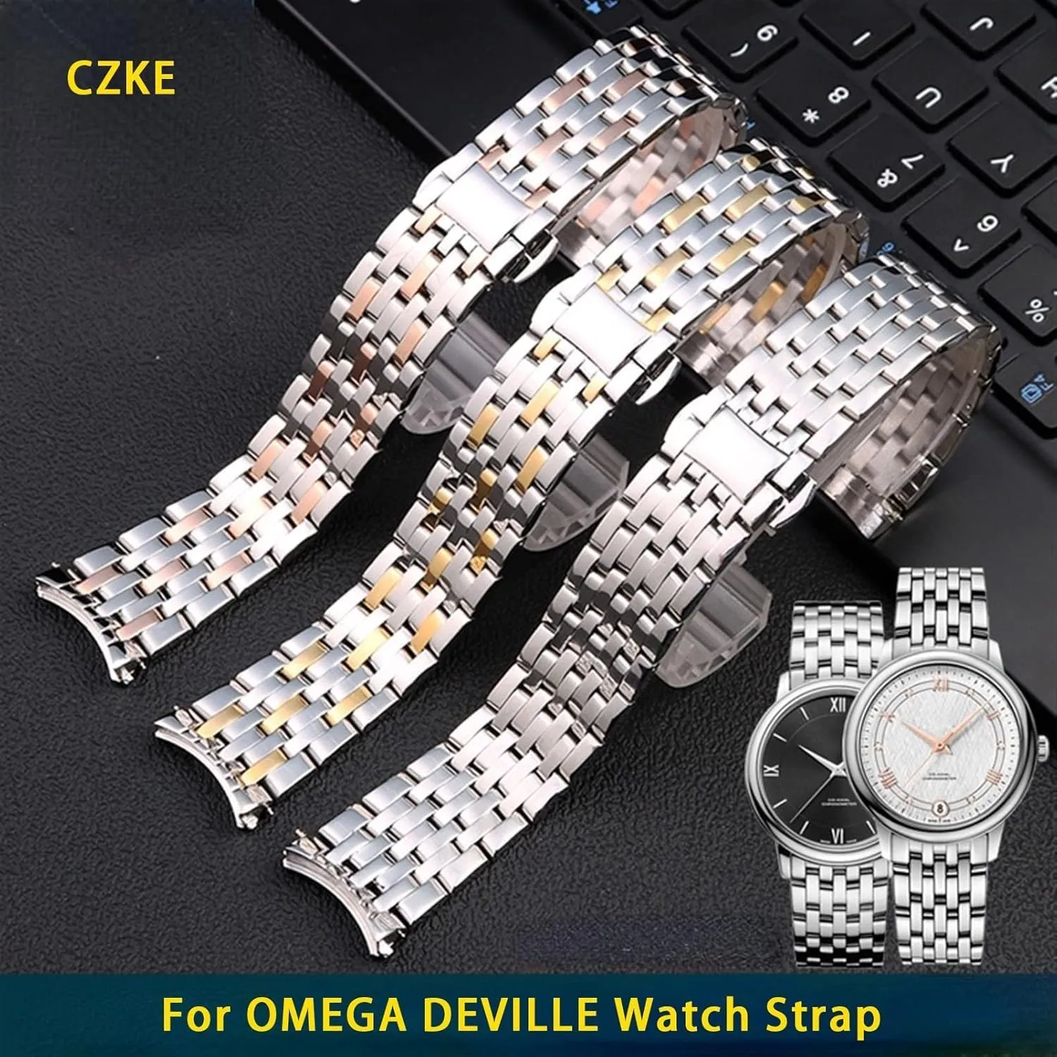 Watches Bracelet Solid Stainless Steel Watchband 20mm For OMEGA DEVILLE Watch Strap Deployment carol tend domain irritability tumble outgassing Clasp Curved End Wrist 