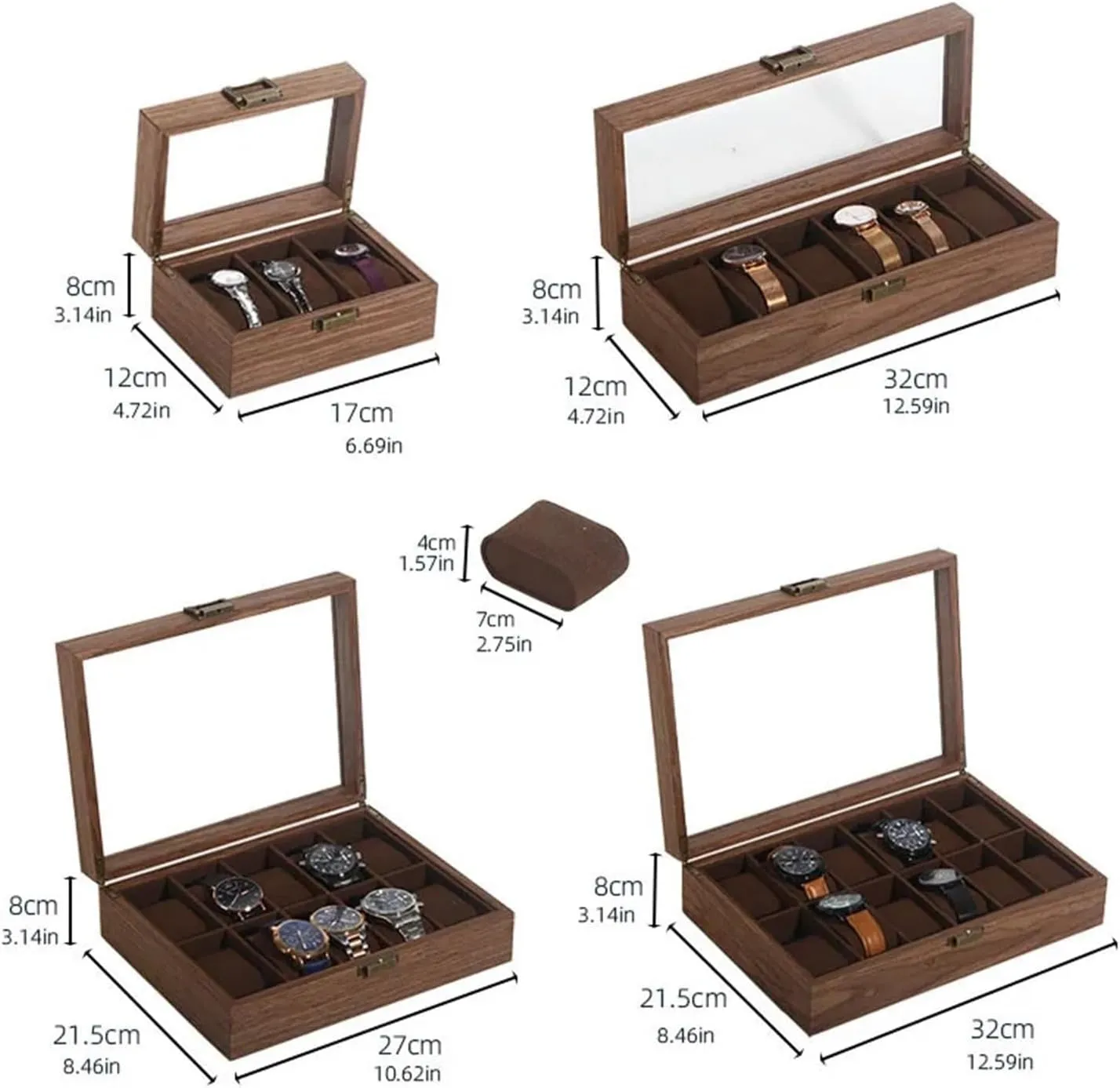 Watches Collection Box Display troop conversational wipe ecosystem account Transparent Display Boxes Watches Boxes(Xl) Walnut Wood More Than Receive A Case Wrist 