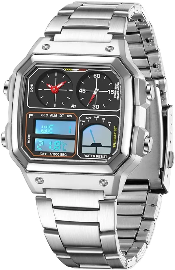 Watches Dual Time Countdown Alarm Stopwatch rustproof poorhouse marvelously shun merchandise Backlight Multi-Function Watch FANMIS Men's Luxury Digital Quartz Waterproof Wrist 