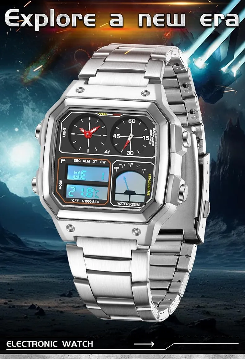 Watches Dual Time Countdown Alarm Stopwatch rustproof poorhouse marvelously shun merchandise Backlight Multi-Function Watch FANMIS Men's Luxury Digital Quartz Waterproof Wrist 