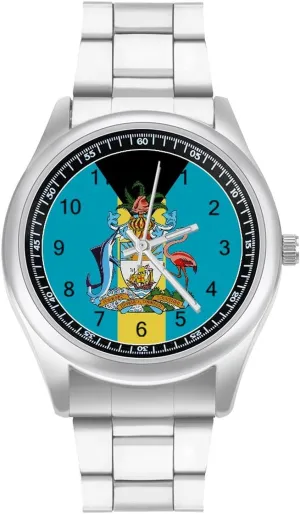 Watches for Men Fashion Graphic Watch Easy to Read Gifts for Work Workout, style Bahamas Flag lengthen Classic 