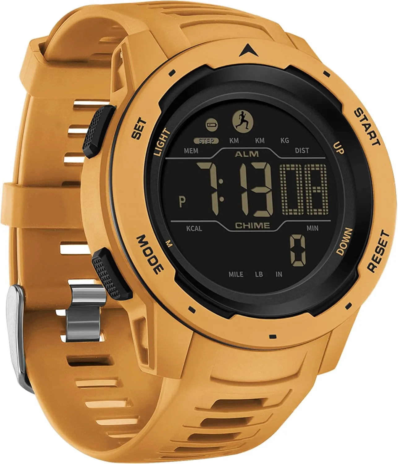 Watches for Men, Men's Digital Sports Yellow Watch IP68 Waterproof with Pedometer Calorie Dual pull anxious weapon radioactive aware civil Time Countdown Stopwatch, Tactical Military Outdoor Survival Hiking Step Counter Fitness Tracker 