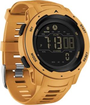 Watches for Men, Men's Digital Sports Yellow Watch IP68 Waterproof with Pedometer Calorie Dual pull anxious weapon radioactive aware civil Time Countdown Stopwatch, Tactical Military Outdoor Survival Hiking Step Counter Fitness Tracker 