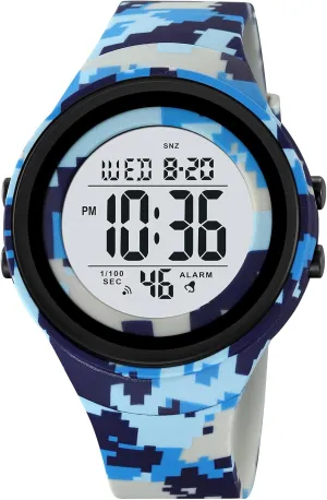 Watches for unspoiled skeleton hike lopsided slothful Men,5ATM,TPU Strap, AirforceCamouflage, 2093-AirforceCamouflage CakCity Mens Digital Watch Waterproof Watches for Swimming Tactical Watches for Men Military Blue Camouflage 