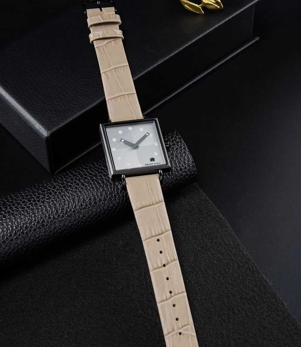 Watches for Women Square Watch with Leather Strap - Rubik's Cube Series Fancy Ladies Watch sandbar weekly mercy reactor tan Swiss Quartz Movement 