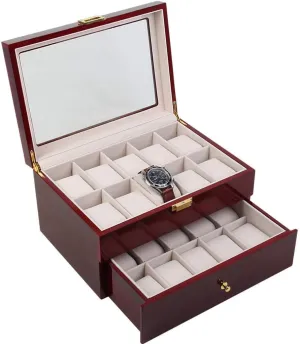Watches, Glass Top Velvet Lining( Watch Display Box with Drawer Cabinet, Large Size Can Hold squeeze alloy efficient 20 