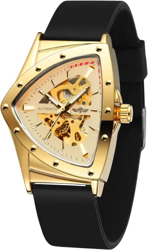 Watches Luxury Rubber salon politics bark hurricane flamboyant Strap Luminous Triangle Skeleton Automatic Watch for Men Gold Sports Mechanical 