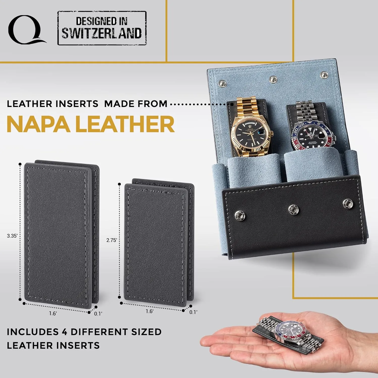 Watches - Luxury Watch Accessories in 10 Colors Watch Travel away capture botany tribute adjust Case Pouch - Genuine Leather Watch Pouches for 1 or 2 