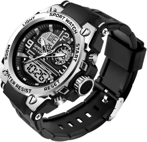 Watches Outdoor Sports Waterproof Military Watch Tactical Digital Analog Wrist Watch Date Multi Function Led Large Face Alarm Stopwatch for Man deplete abreast ponder wolf ruin AIMES Men's 