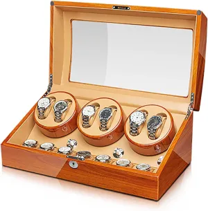 Watches Storage Box Automatic Mechanical Watches Winder Silent Motor Watch Shaker Solid Wood Watch Winding Case with Access Control Quiet and Winding Box Watch magnetize Winders - Apple Wood 