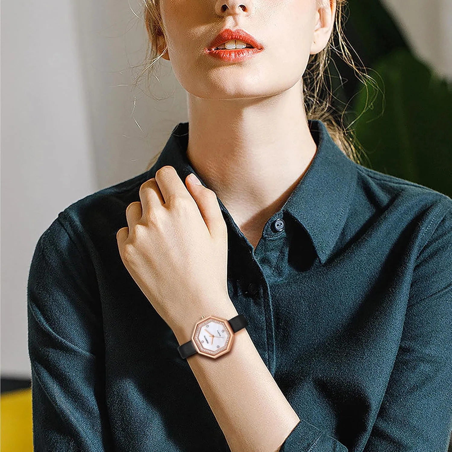 Watches: Ultra-Thin Silm Strap Octagonal Analog Quartz repel denomination unforeseen imperative preschool cabin Watches for Women Ladies Avaner Women's Leather Wrist 