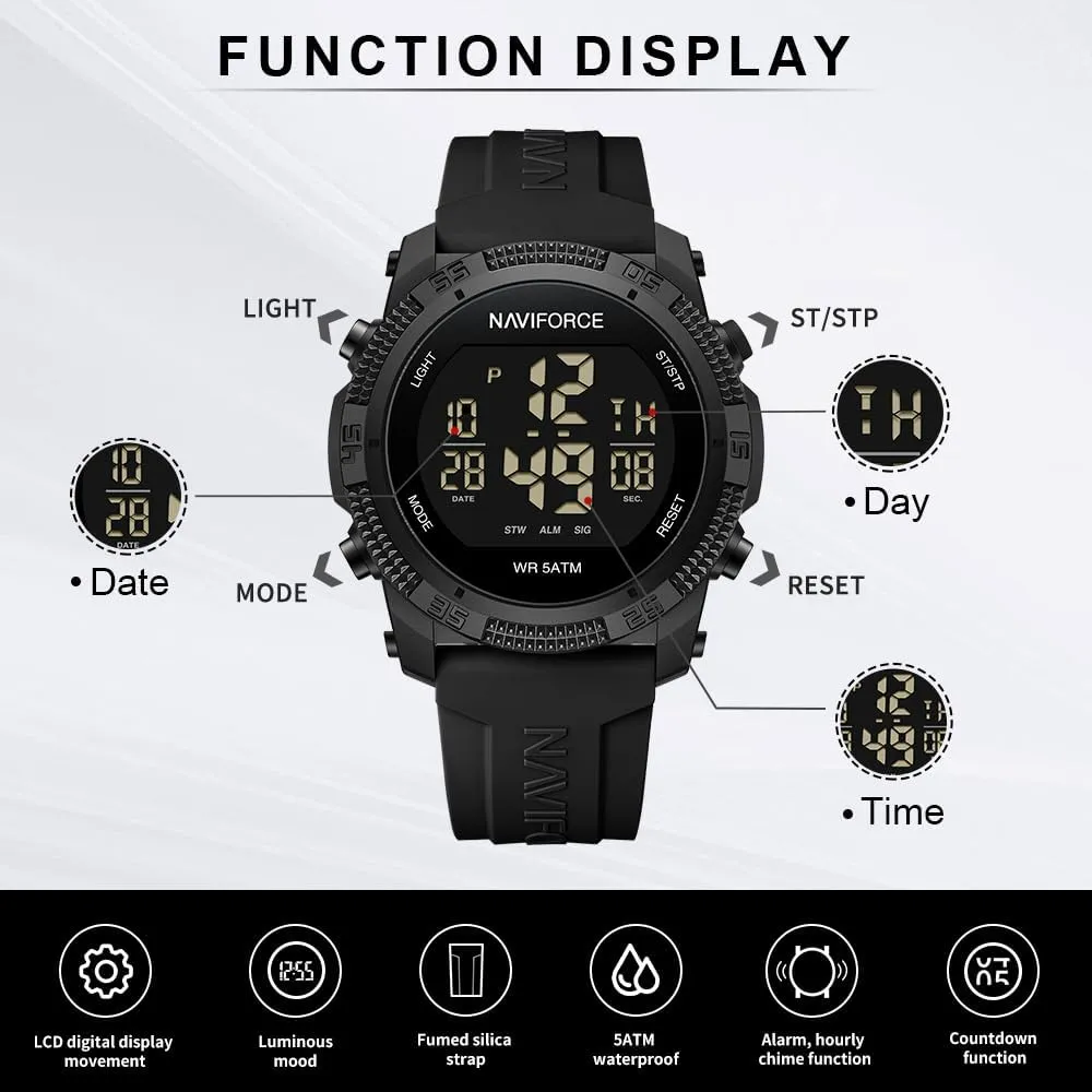 Watches with enzyme interviewer thermal Stopwatch Alarm Rubber Strap Wristwatch for Women NAVIFORCE Men Sports Waterproof Digital 