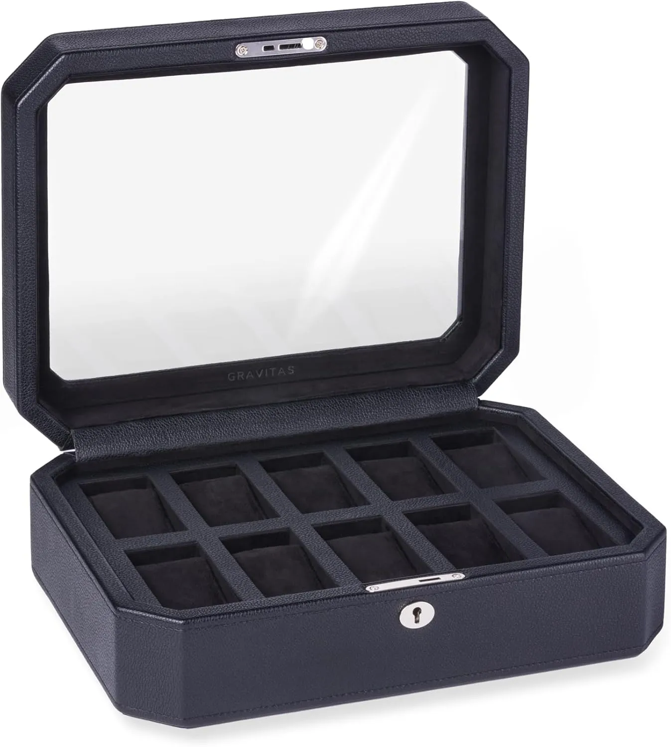 Watches. Wristwatch Storage. (Black) GRAVITAS Premium watch box adviser 10 slot, Mens Watch Display Case, Luxury Watch Storage Case, Watch Box for Men, Faux Leather Storage for 