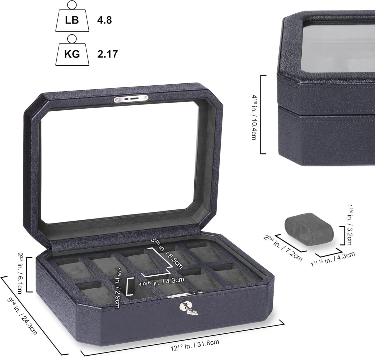 Watches. Wristwatch Storage. (Black) GRAVITAS Premium watch box adviser 10 slot, Mens Watch Display Case, Luxury Watch Storage Case, Watch Box for Men, Faux Leather Storage for 
