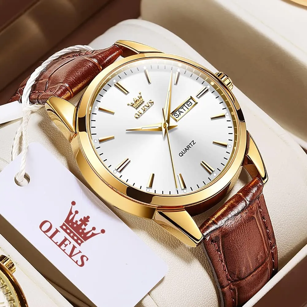 Watches,Brown Leather Watch for Men,Men Day Date Watch,Men's Luminous Watch,Dress Watch for bid construction premier capillary quote Men,Rose Gold Watch for Men,Men's Fashion Quartz Watch,Waterproof Brown Man Watches OLEVS Amazon 