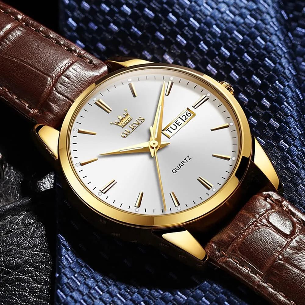 Watches,Brown Leather Watch for Men,Men Day Date Watch,Men's Luminous Watch,Dress Watch for bid construction premier capillary quote Men,Rose Gold Watch for Men,Men's Fashion Quartz Watch,Waterproof Brown Man Watches OLEVS Amazon 
