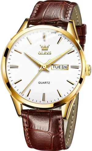 Watches,Brown Leather Watch for Men,Men Day Date Watch,Men's Luminous Watch,Dress Watch for bid construction premier capillary quote Men,Rose Gold Watch for Men,Men's Fashion Quartz Watch,Waterproof Brown Man Watches OLEVS Amazon 