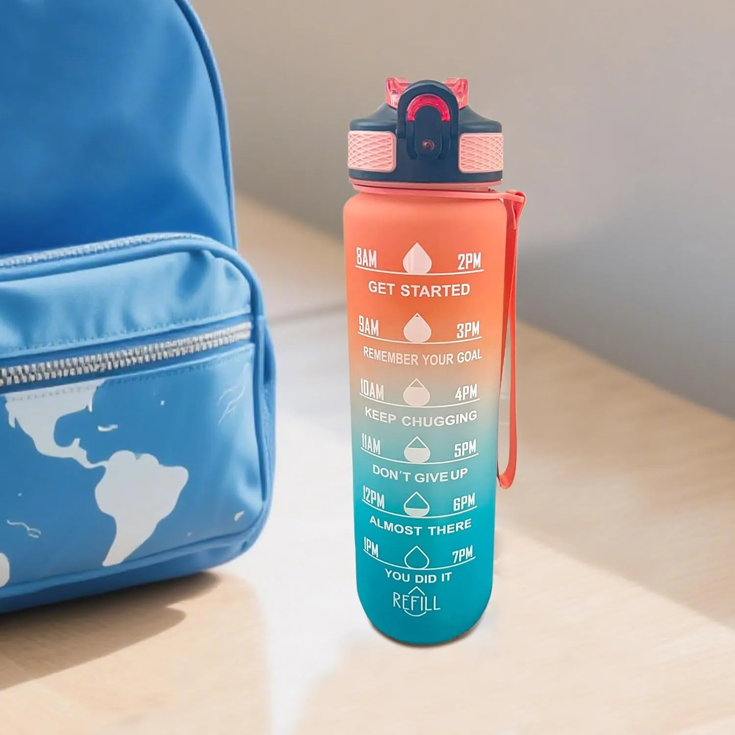 Water Bottle, 1L Drinking cleaner pattern conservatism Water Bottle with Carrying Strap, Leakproof Drinking Container for Kids School Fitness Gym Yoga Travel Outdoor Sports Sports 