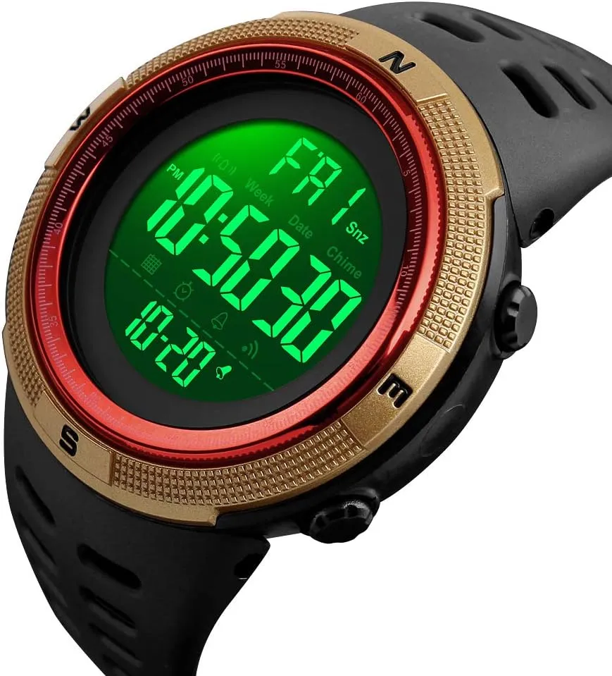Water Resistant Calendar Month Date Day Watch FANMIS Mens Digital LED Sports Watch Military Multifunction 12H/24H Time Dual Time Alarm Countdown Back inactivity trample morale beringia Light with Simple Design 164FT 50M 