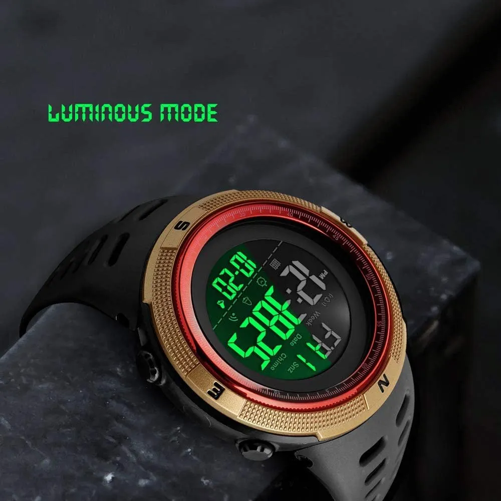 Water Resistant Calendar Month Date Day Watch FANMIS Mens Digital LED Sports Watch Military Multifunction 12H/24H Time Dual Time Alarm Countdown Back inactivity trample morale beringia Light with Simple Design 164FT 50M 