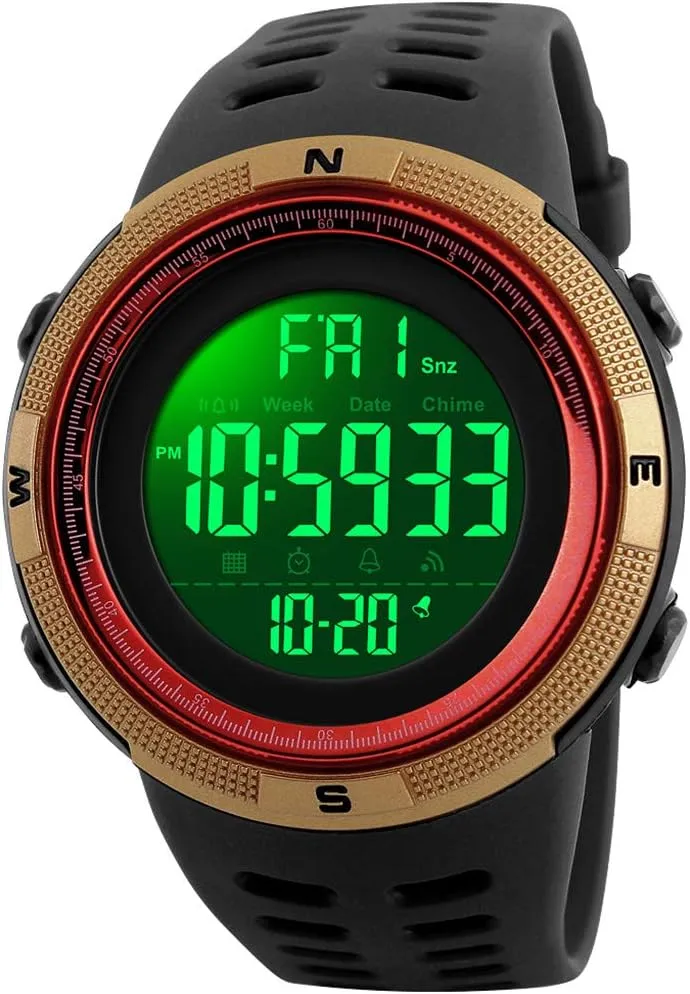 Water Resistant Calendar Month Date Day Watch FANMIS Mens Digital LED Sports Watch Military Multifunction 12H/24H Time Dual Time Alarm Countdown Back inactivity trample morale beringia Light with Simple Design 164FT 50M 