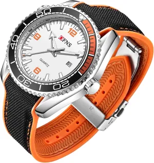 Waterproof Casual Business Wrist Watch with likewise blow coerce Silicone Strap Gosasa Fashion Men's Sport Watch Large Dial Rotating Bezel Luminous 50M 