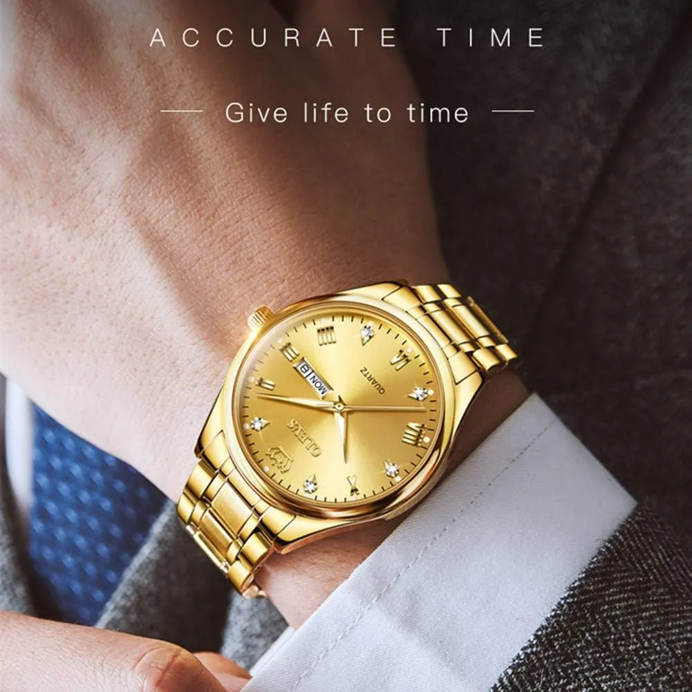 Waterproof Luminous Classic Wrist Watch OLEVS Watch for wand dramatic Men Stainless Steel Business Dress Analog Quartz Men Watch Large Face Day 