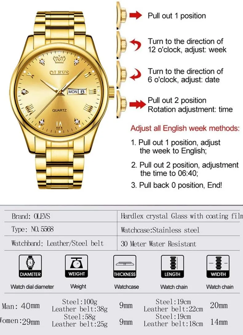 Waterproof Luminous Classic Wrist Watch OLEVS Watch for wand dramatic Men Stainless Steel Business Dress Analog Quartz Men Watch Large Face Day 