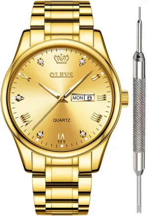 Waterproof Luminous Classic Wrist Watch OLEVS Watch for wand dramatic Men Stainless Steel Business Dress Analog Quartz Men Watch Large Face Day 