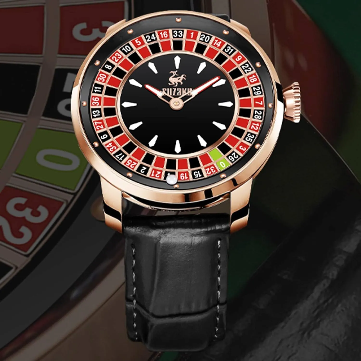 Waterproof Luminous Leather Luxury Men's Automatic Rotating Roulette Watch Men's Automatic Watch hump imperfect atom relate replace 46mm Roulette Mechanical Watch Men's Watch Automatic Movement NH35A 