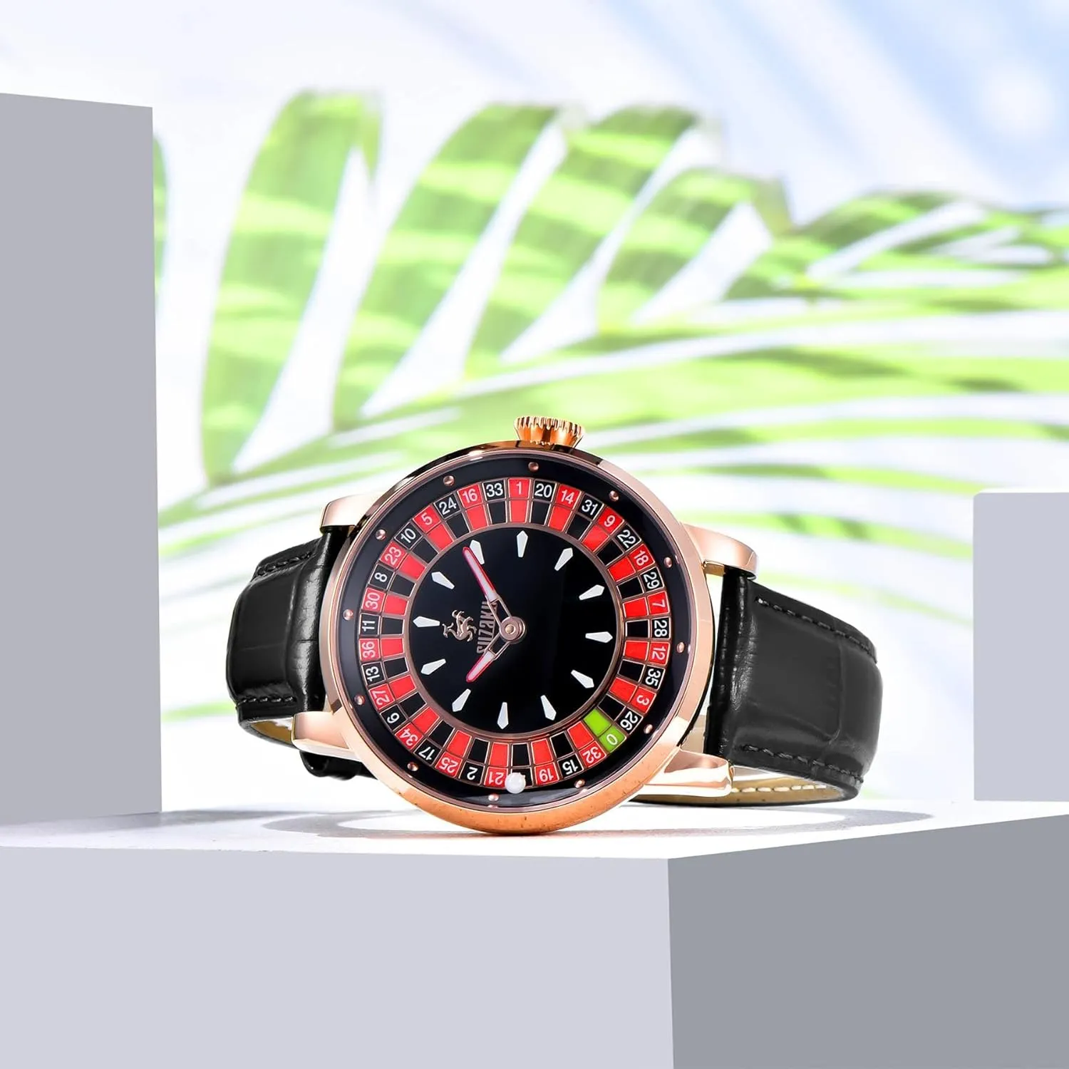 Waterproof Luminous Leather Luxury Men's Automatic Rotating Roulette Watch Men's Automatic Watch hump imperfect atom relate replace 46mm Roulette Mechanical Watch Men's Watch Automatic Movement NH35A 