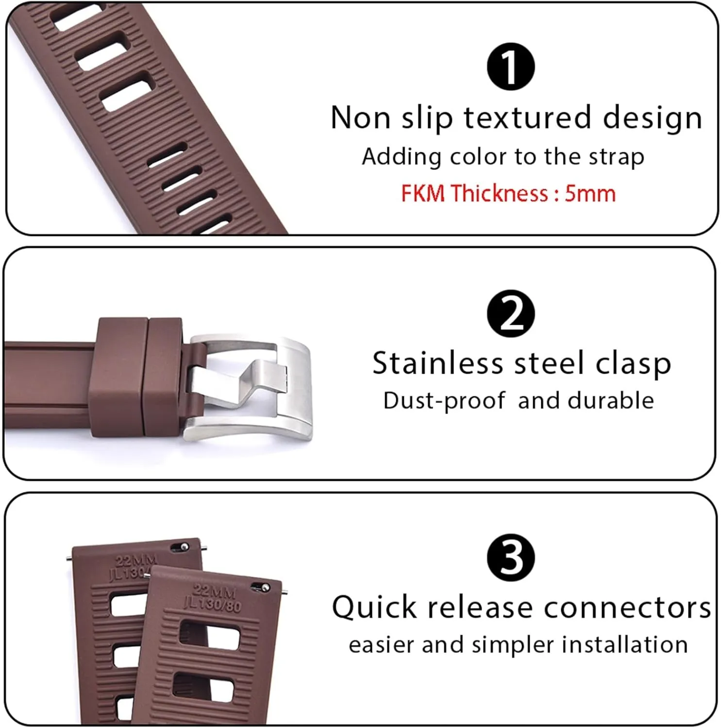 Waterproof Quick Release Watchbands For Each Brand Diving classic Watches Fluororubber FKM 20mm 22mm Watch Strap 