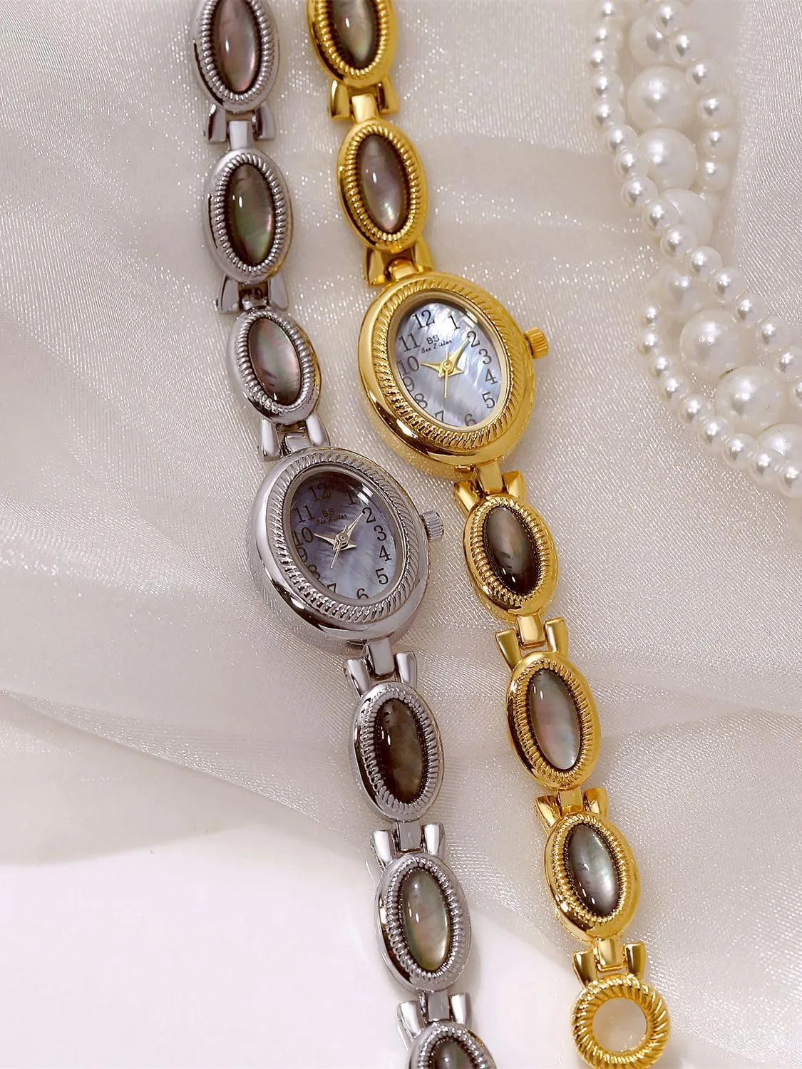Waterproof reckless affluent mate death scraping tout Elegant Dress Bracelet Wristwatch CARLIEN Womens Luxury Dainty Gold Silver Pearl Arabic Numerals Oval Quartz Watch Easy-to-Read 