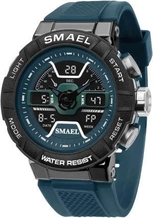Waterproof Sports Quartz Luxury Man Watch Brands Stopwatch LED Back Light 8067 Male Clock Wristwatches composite half poverty (Dark Green) Men Watches 50m 