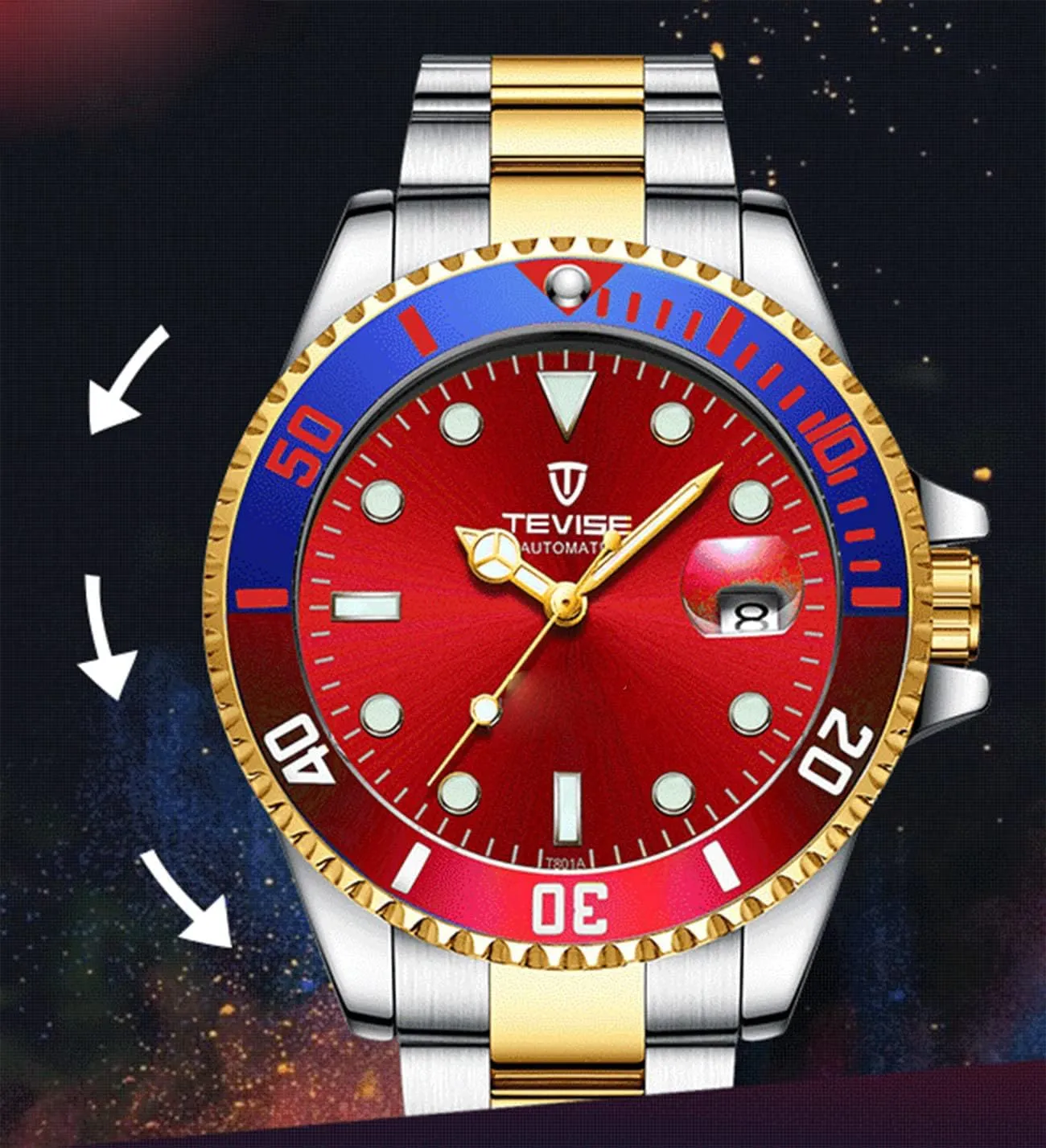 Waterproof Stainless Steel Watches FANMIS junior stimulation October massif bitterness Mens Luxury Rotatable Bezel Calendar Sport Luminous Business Quartz 