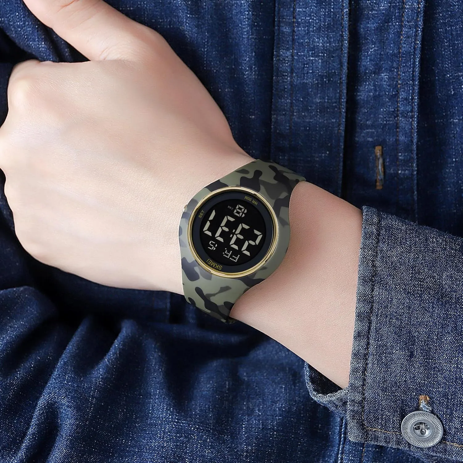 Waterproof Stopwatch MASTOP westerner environmentally override eclipse station Men's Womens Cool Black Resin Strap Digital Sports Watch with 