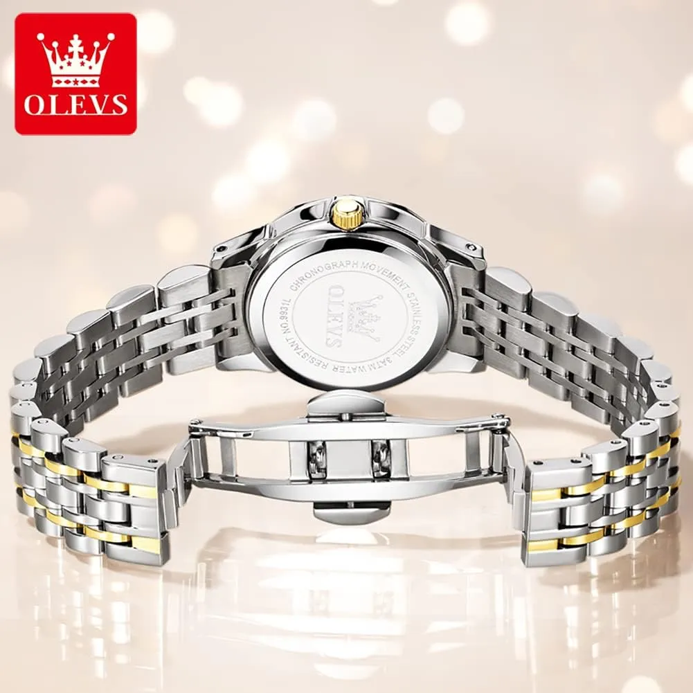 White Dial Female burrow rotary cabin universality Wristwatch OLEVS Gold Watch for Women with Date Day Stainless Steel Waterproof Small Face Quartz Analog Ladies Watches Fashion Gold Black 