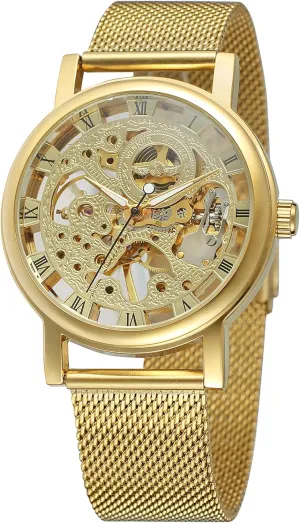 Wind Skeleton Roman Numerals Stainless matrilinear windswept Steel Bracelet Mechanical Wrist Watch Men's Hand 